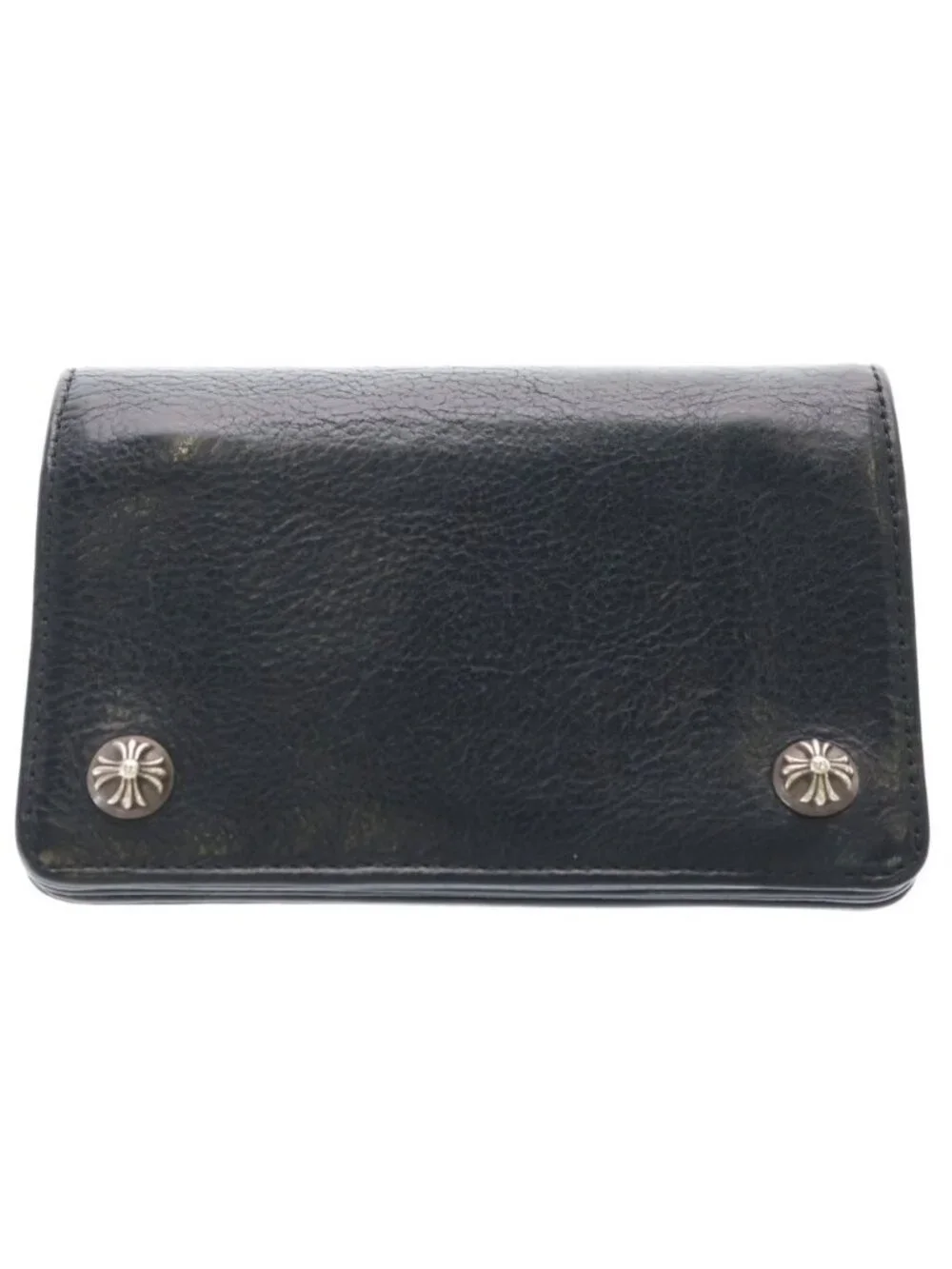 Chrome Hearts Cross Ball Button Leather Wallet Black